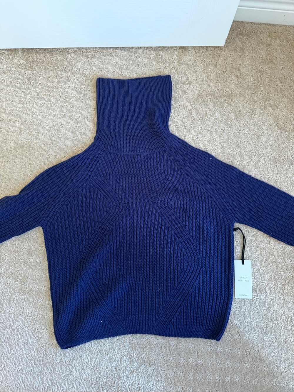 Women’s Navy Turtleneck Cable Knit Sweater